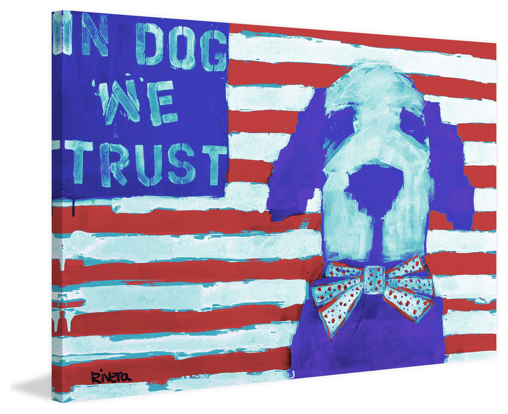 "Funky in Dog We Trust" Painting Print on Wrapped Canvas, 18"x12"