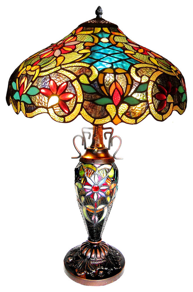 Leslie Victorian 3-Light Double Lit Table Lamp