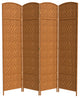 7' Tall Diamond Weave Room Divider, Dark Beige, 4 Panels