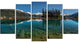 Row of Pine Trees and Mountain Lake, Landscape Canvas Print, 60"x32", 5 Panels