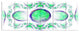 Green Exotic Pattern on White, Abstract Art on Canvas, 70"x28", 6 Panels
