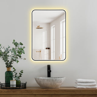 Dazzle Rectangular Bathroom/Vanity LED Lighted Wall Mirror, Matte Black, 24"