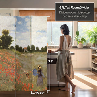 6' Tall Double Sided Works of Monet Canvas Room Divider