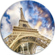 Dramatic Sky Over Ground View Paris Eiffel Tower, Round Wall Art, 11"