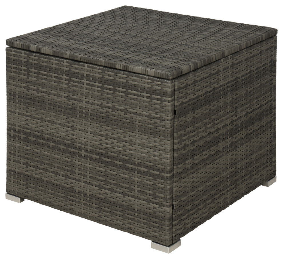 4 Pieces Outdoor Rattan Wicker Patio Sectional With Storage and Cushions