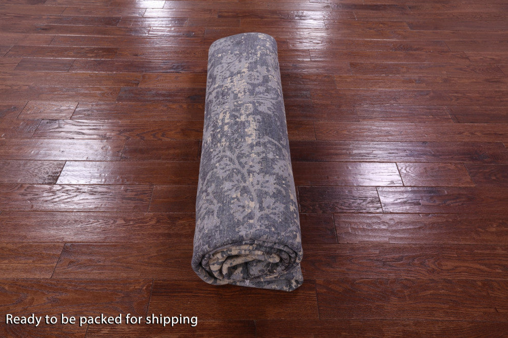 8' 2" X 10' 0" Wool and Silk Modern Handmade Rug Q10324