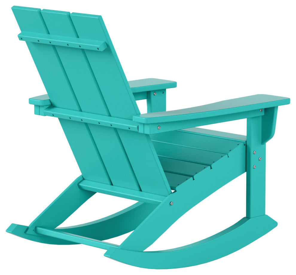 WestinTrends Set of 2 Modern Adirondack Outdoor Rocking Chairs, Turquoise