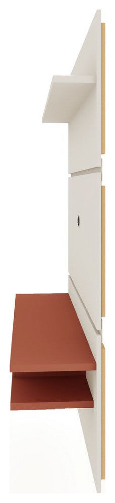 Tribeca 62.99 Floating Entertainment Center in Off White and Terra Orange Pink