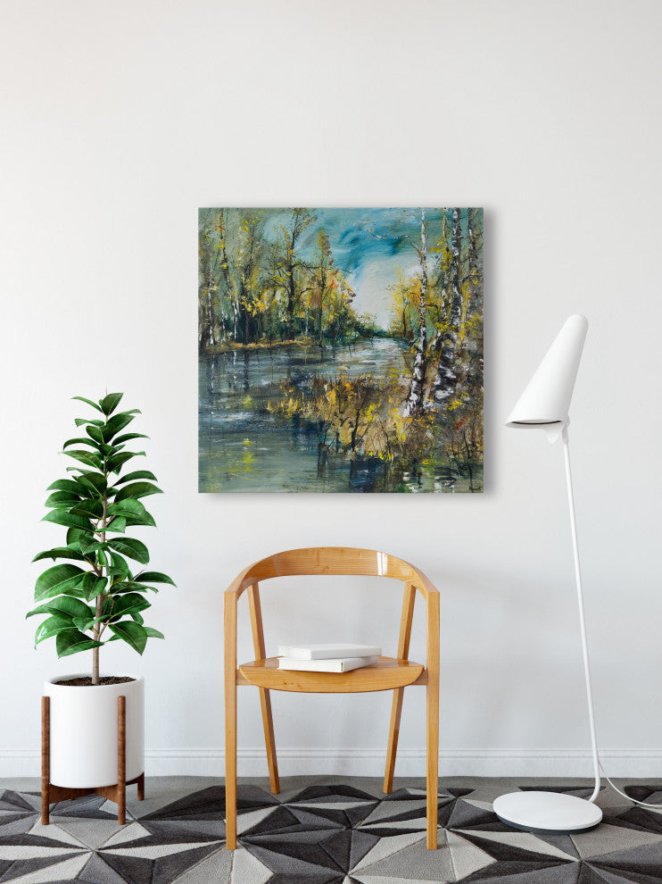 "Listening to the River" Painting Print on Wrapped Canvas, 40x40