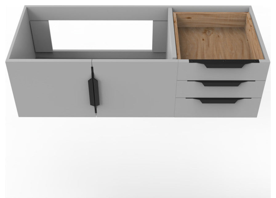 CastelloUSA Alpine 48" Wall Mounted Vanity, Base Only, Gray, Black Handles
