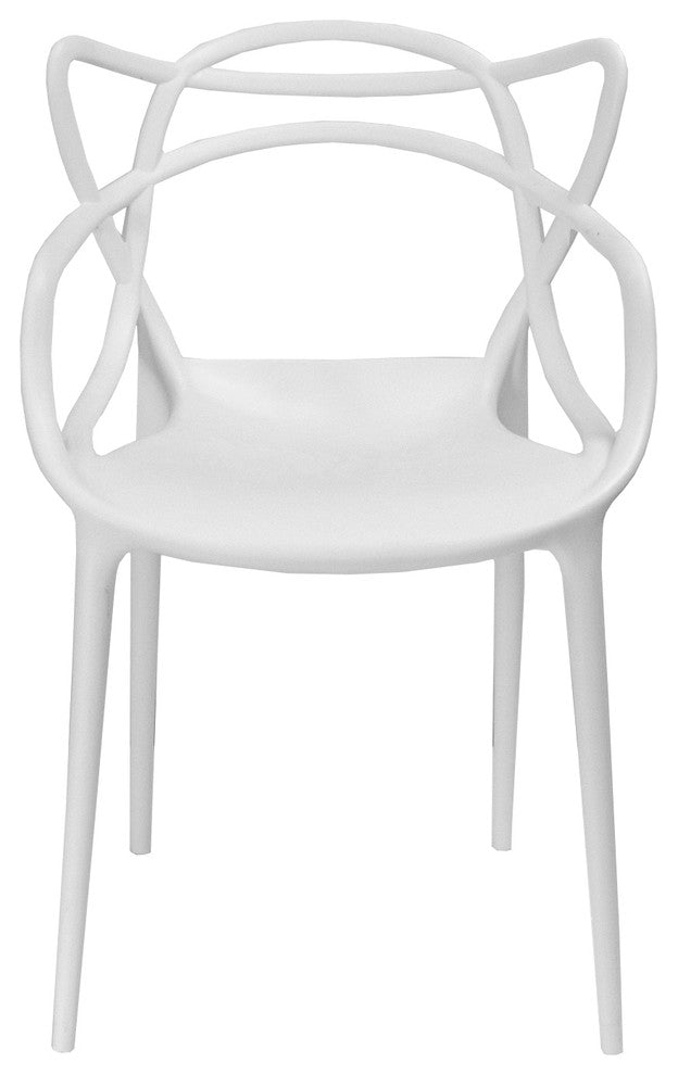 Mod Made Modern Plastic Loop Dining Chair, Set of 2, White