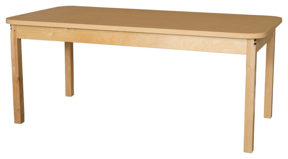 Rectangle High Pressure Laminate Table With Hardwood Legs, 18"