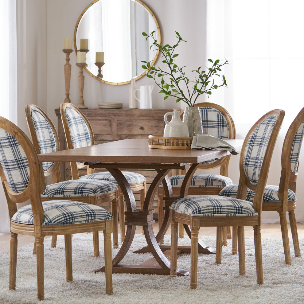 Dason French Country Fabric Upholstered Wood 7-piece Dining Set Dark