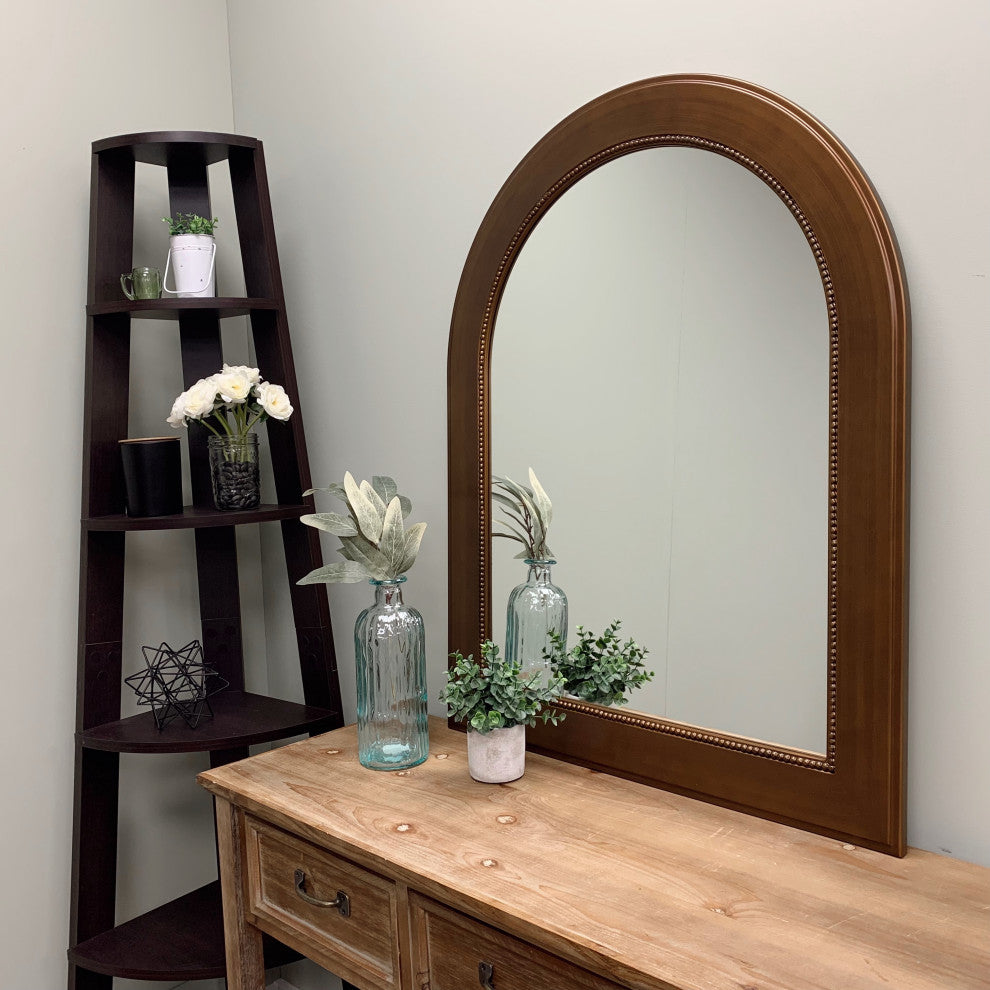Yvonne Framed Vanity Mirror, Crescent Cathedral, 28.4"x36.4", Autumn Bronze