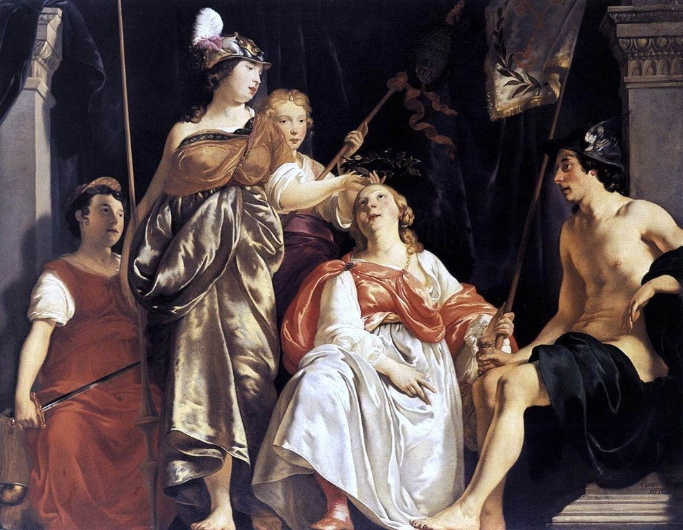 Abraham Van den Tempel Minerva Crowns the Maid of Leiden Wall Decal