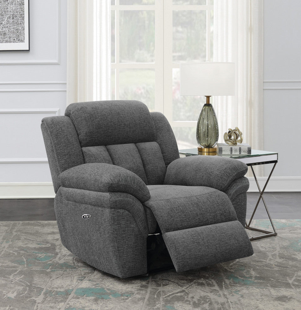 Pillow Top Arm Power Recliner, Charcoal