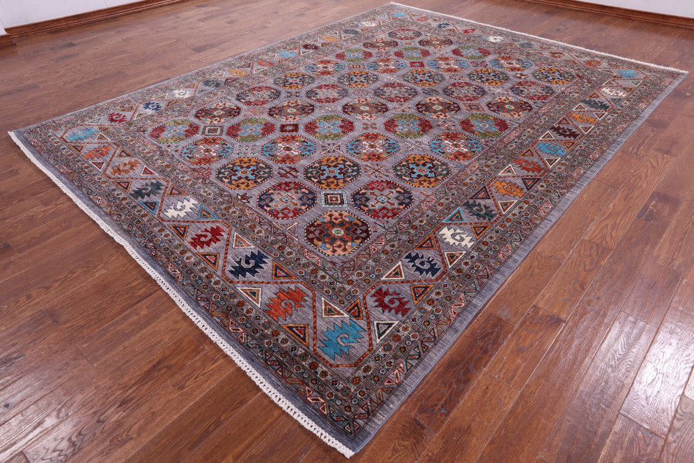 Hand Knotted Bokhara Wool Rug 9' 0" X 12' 0" - Q12907
