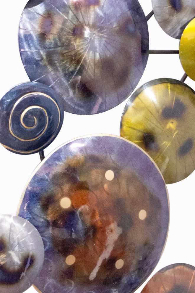HomeRoots 41" x 6" x 26" Metallic Multi Color Metal Floating Circles Wall Decor