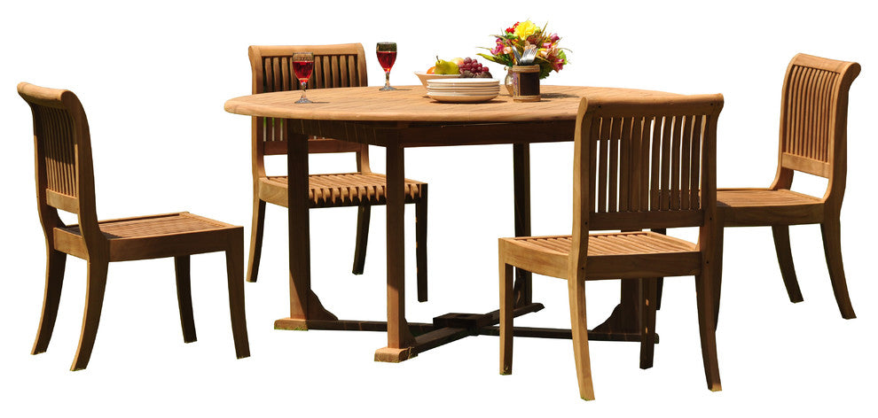 5-Piece Set, 60" Round Table, 4 Giva Chairs, Sunbrella Cushion, Spectrum Dove