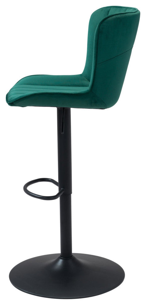 Bar Stool Chair Barstool, Steel Metal, Fabric, Green, Black, Cafe Bistro