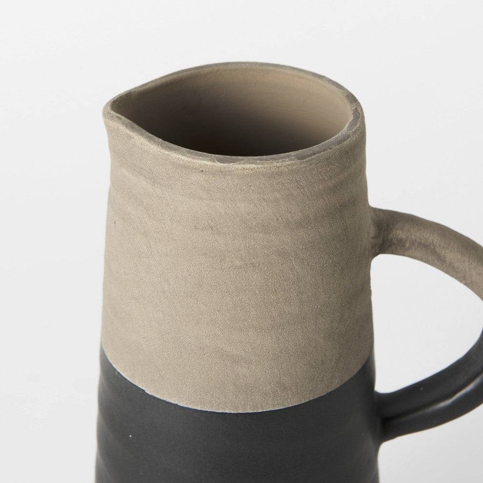 10" Rustic Organic Black and Natural Decorative Jug