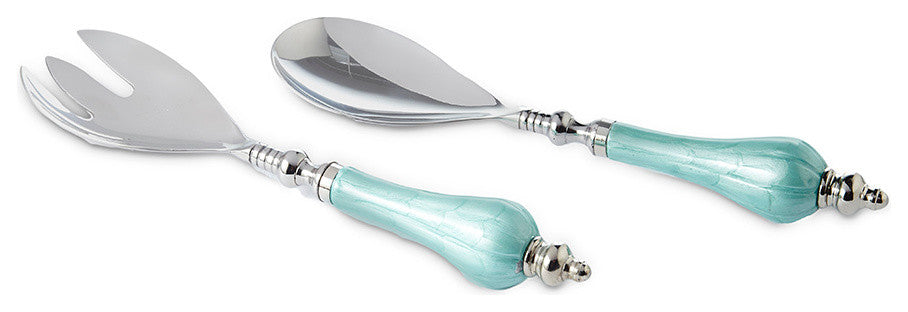 Peony Salad Serving Set, Aqua