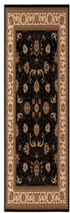 2"x10" Black and Tan Floral Vines Runner Rug