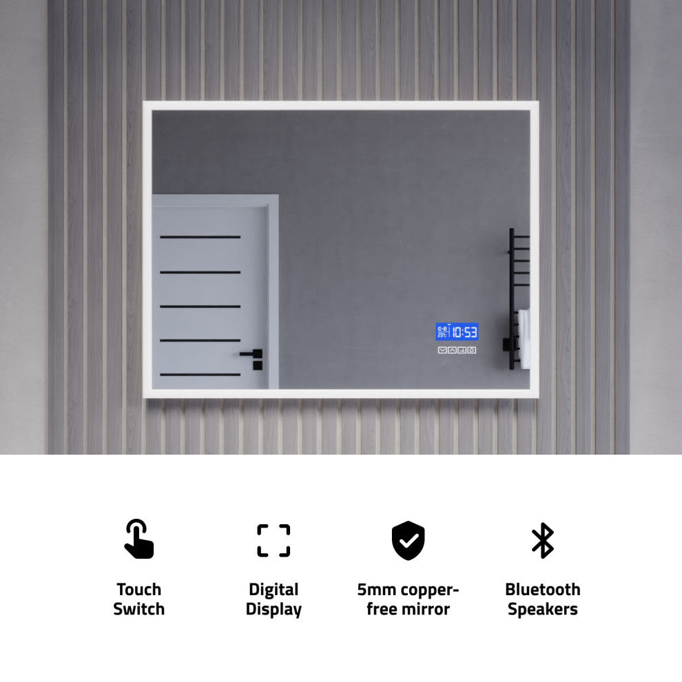 ANZZI 24" x 31" LED Front/Back Light Magnifying Bathroom Mirror WithDefogger