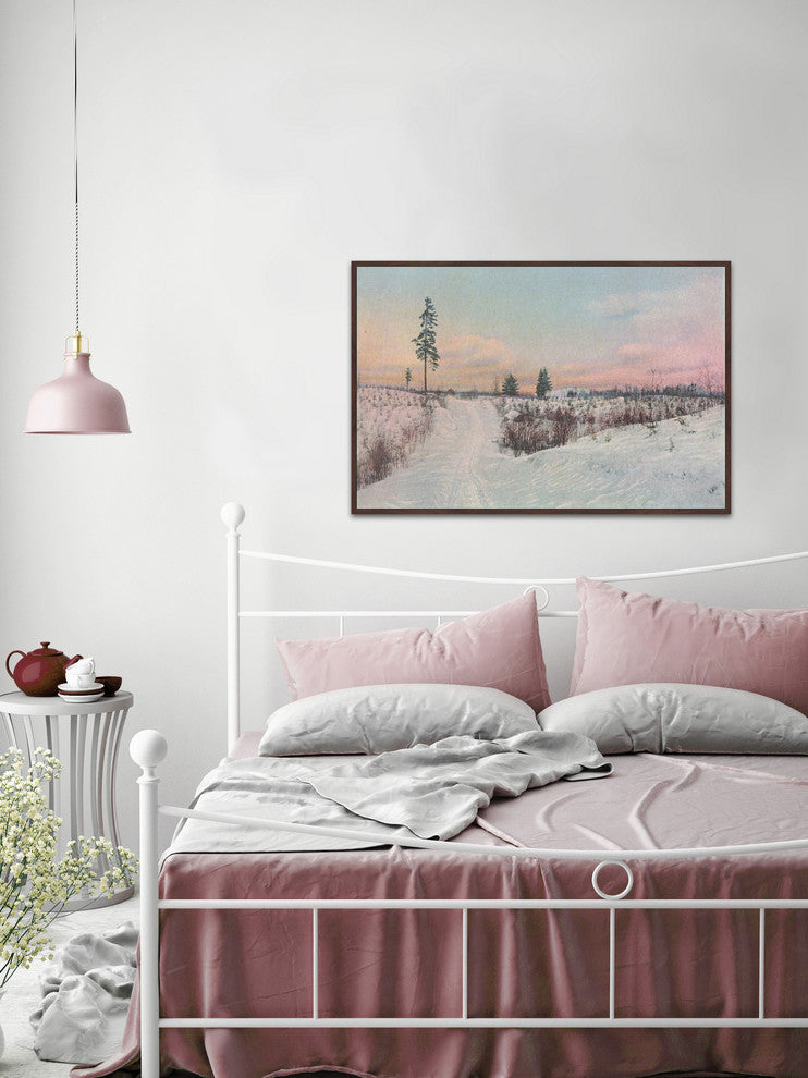 "Snow Scene" Floater Framed Painting Print on Canvas, 18"x12"