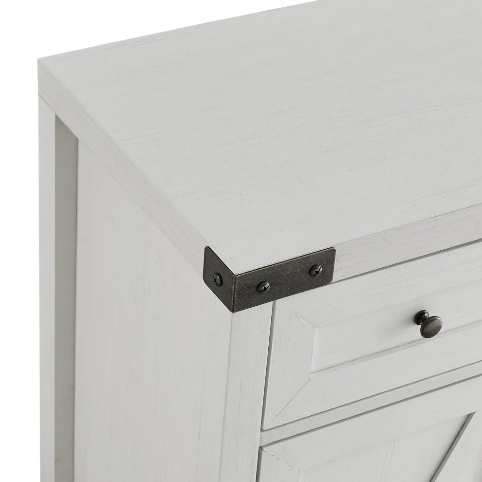 30" Farmhouse Barn Door Accent Cabinet - Brushed White