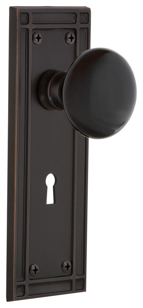Mission With Keyhole Double Dummy Porcelain Knob, Black