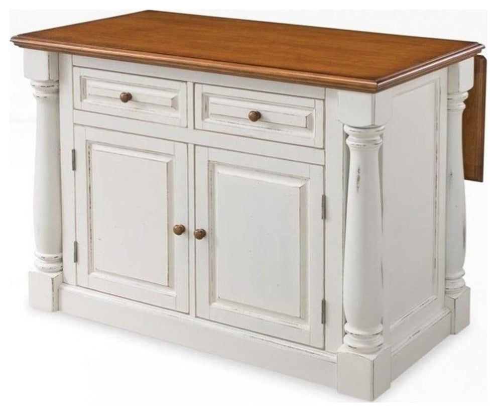 Homestyles Monarch Wood Kitchen Island in Off White