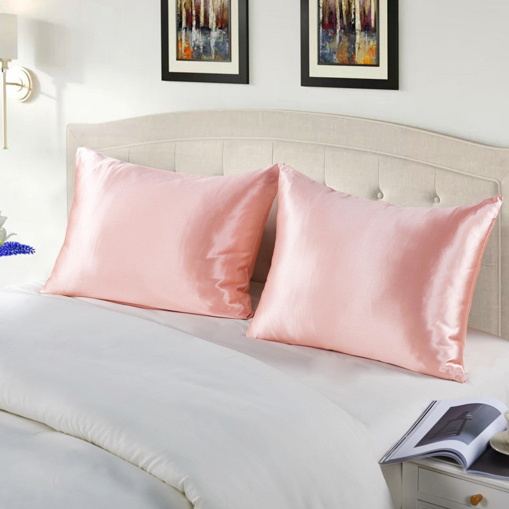 Luxury Silk-Cotton Blend Pillowcase Set of 2, 20'' x 36'', Russet Red