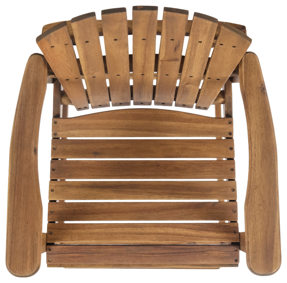 GDF Studio Malibu Outdoor Finish Acacia Wood Adirondack Barstools, Natural Stain, Set of 4