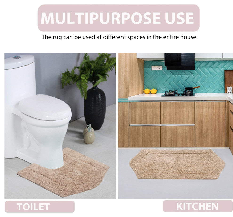 Waterford Absorbent Cotton and Machine washable Slice Rug, Linen