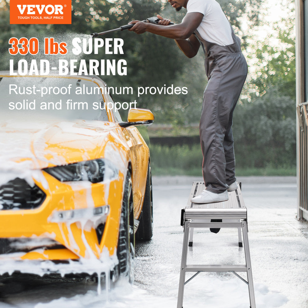 VEVOR Aluminum Folding Work Platform Drywall Ladder 330lbs Non-slip Bench