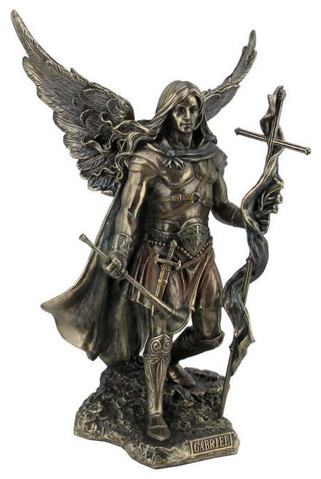 Archangel- St. Gabriel With Cross And Trumpet Statue