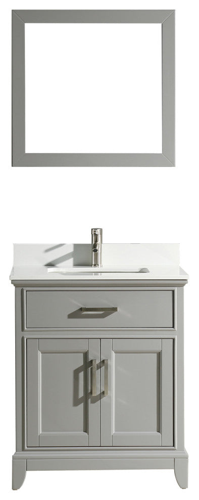 Vanity Art Bathroom Vanity Set With Engineered Marble Top, 30", Gray, Standard Mirror