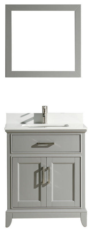 Vanity Art Bathroom Vanity Set With Engineered Marble Top, 30", Gray, Standard Mirror