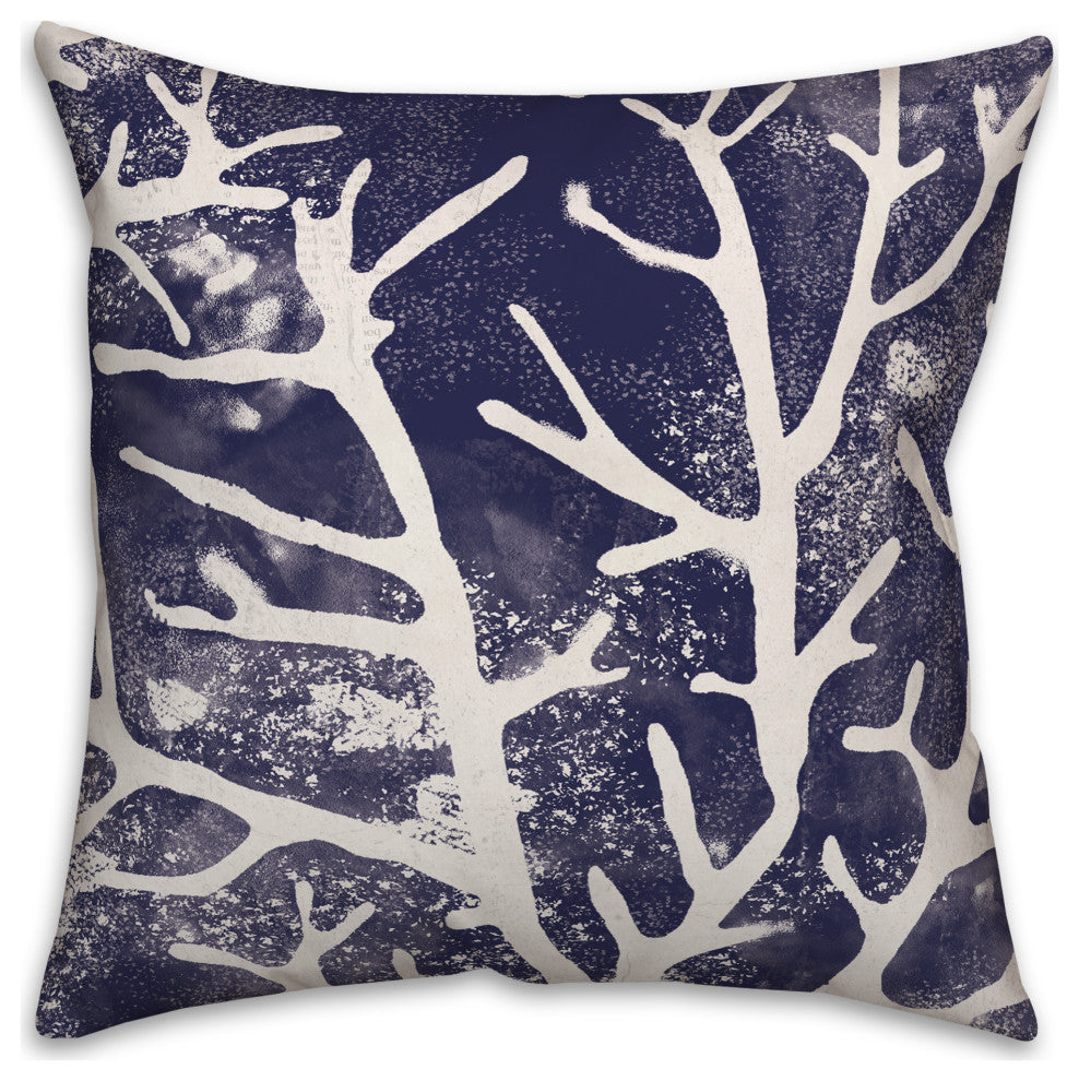 Navy Coral 18x18 Indoor / Outdoor Pillow