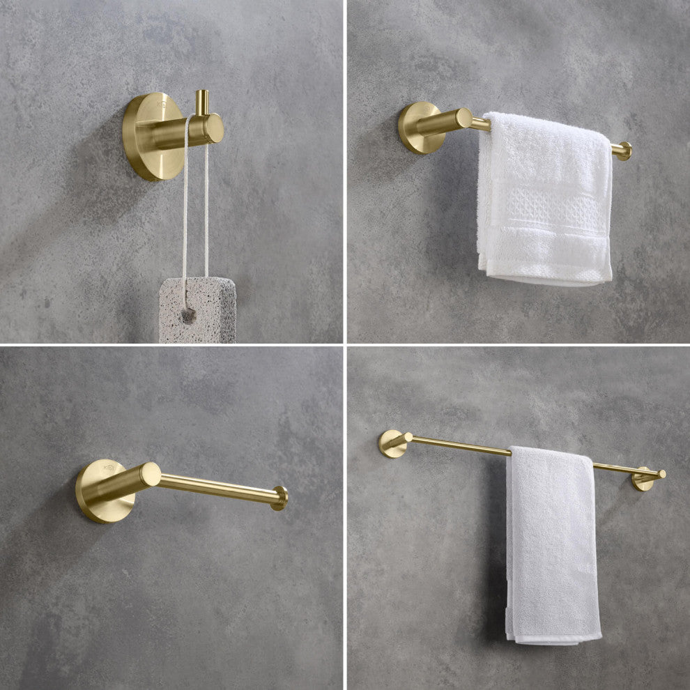 Circular 4 Piece Hardware Set, Brush Gold