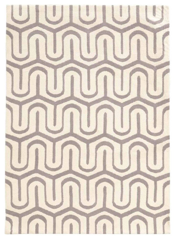 Linon Geo Sasha Hand Tufted Microfiber Polyester 5'x7' Rug in Gray