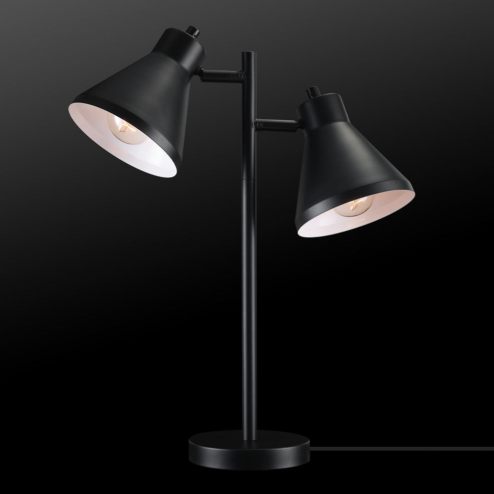 Novogratz x Globe Derek 18" Matte Black 2-Light Desk Lamp