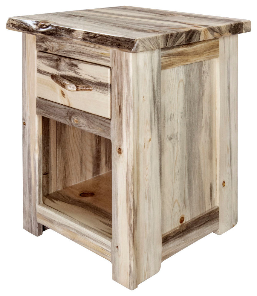 Big Sky Collection Live Edge, One Drawer Nightstand, Natural, 25"H