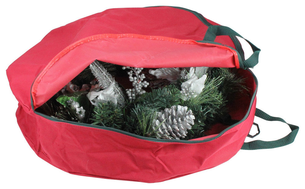 24" Red Durable Christmas Wreath or Spiral Tree Protective Storage Bag w/Handles