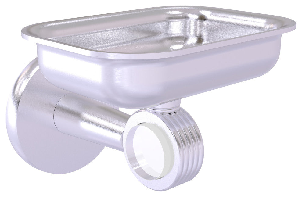 Clearview Wall Mounted Soap Dish Holder with Groovy Accents, Satin Chrome