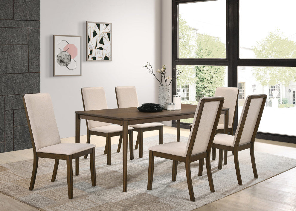 Set of 2 Dining Side Chairs, Walnut and Latte