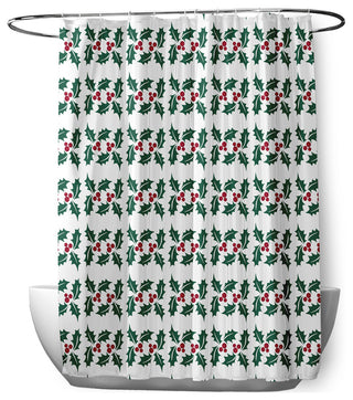 70"Wx73"L Holly Stripes Shower Curtain, Forest Green