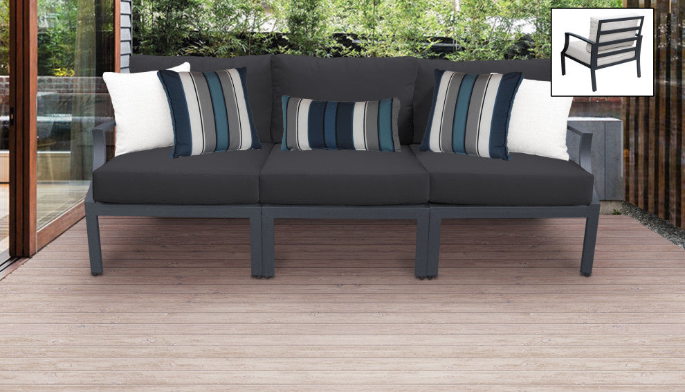 Lexington 3 Piece Outdoor Aluminum Patio Furniture Set 03c Black