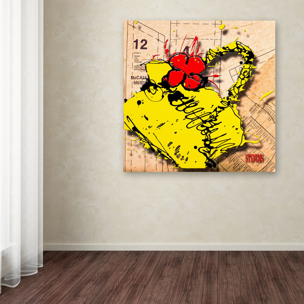 ''Flower Purse Red on Yellow'' Canvas Art by Roderick Stevens